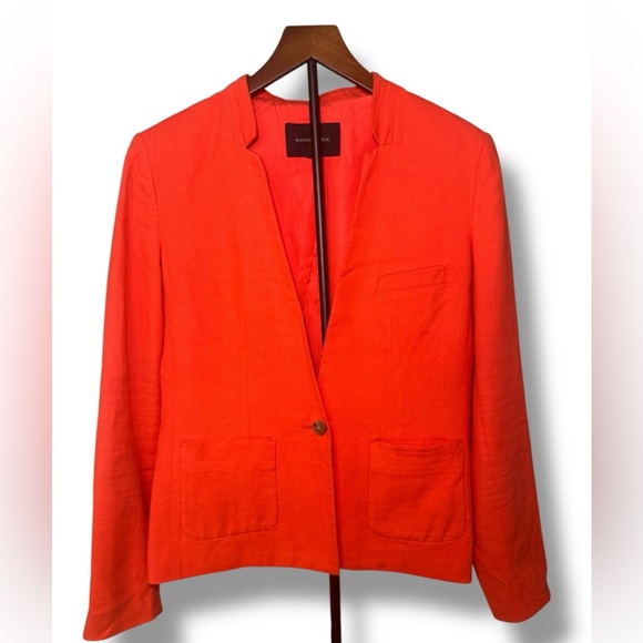 Banana Republic Orange Blazer Tailored‎ Cotton Linen Blend Suit Jacket Sz 6 EUC - Picture 1 of 15